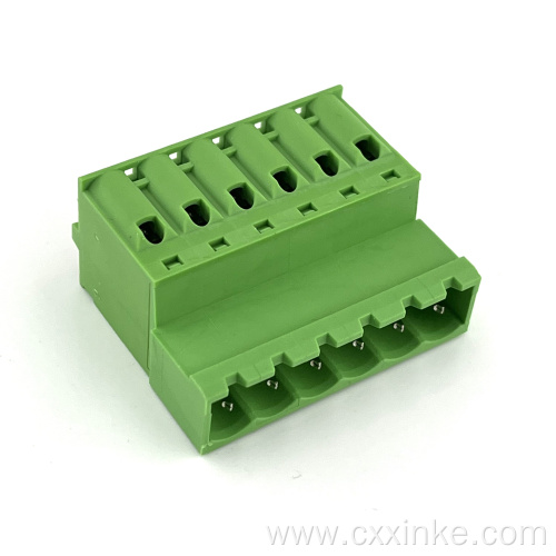 Plug-in terminal block with spring buttons